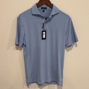 Peter Millar Light Blue Striped Polo Shirt